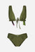 Ensemble maillot de bain menstruel réversible vert foncé Dahlia Flowher — bikini drapé anti-fuites coloré