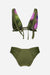 Ensemble maillot de bain menstruel réversible vert foncé Dahlia Flowher — bikini spécial règles