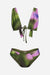 Ensemble maillot de bain menstruel réversible imprimé vert Dahlia Flowher — bikini drapé anti-fuites coloré